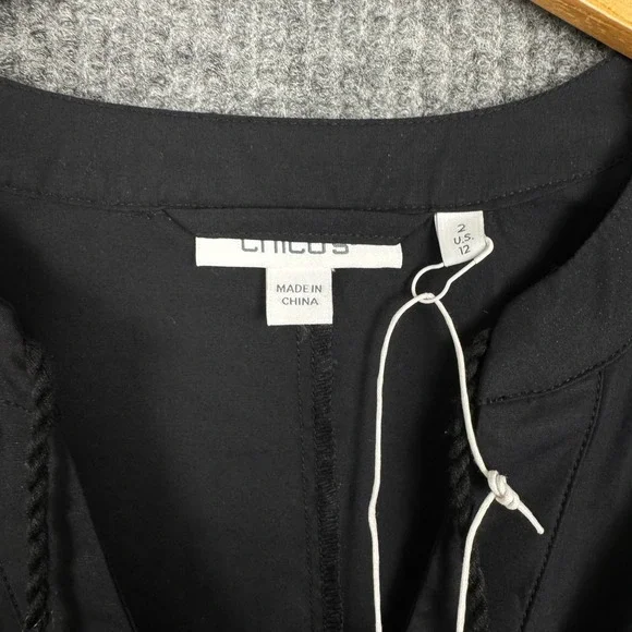 Chicos Maxi Dress Womens 2/12 Popover With Embroidery Pima Cotton Coastal Preppy - Picture 5 of 16